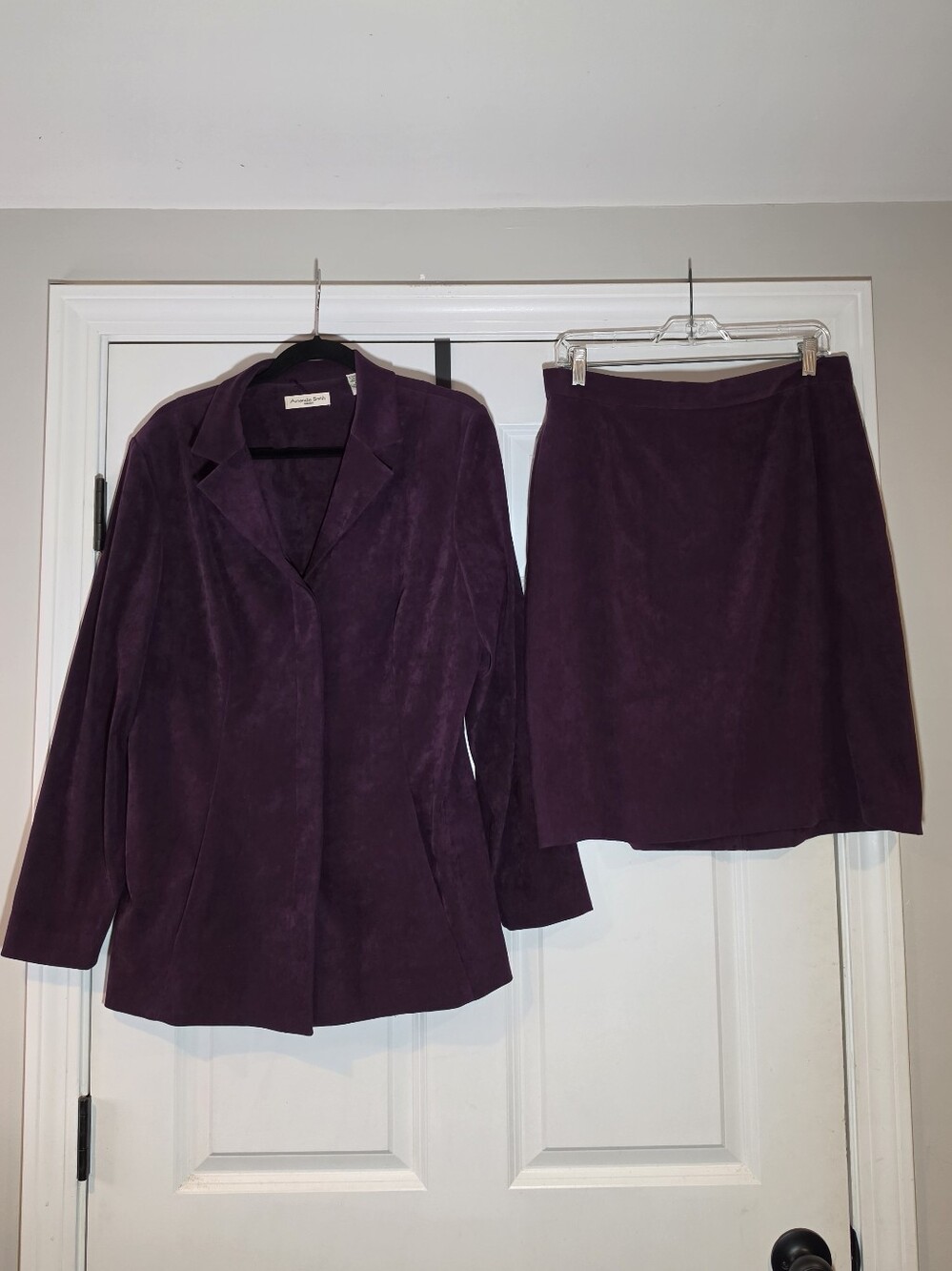 Amanda Smith Vintage Purple 2 Piece Blazer And Skirt Co-Ord Set Size 14